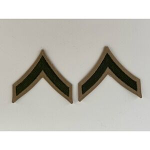 Vtg USMC Marines Chevron Khaki PRIVATE FIRST CLASS RANK Patch Pair 15ML